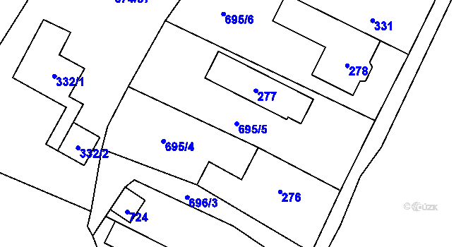 Parcela st. 695/5 v KÚ Debř, Katastrální mapa