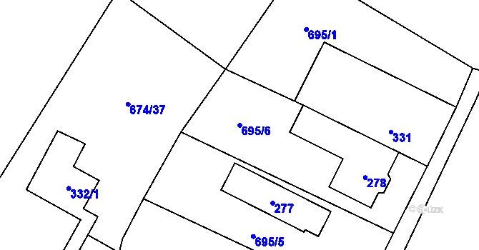 Parcela st. 695/6 v KÚ Debř, Katastrální mapa