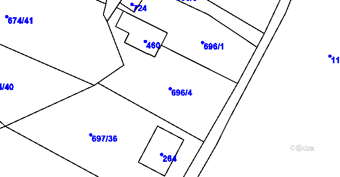 Parcela st. 696/4 v KÚ Debř, Katastrální mapa