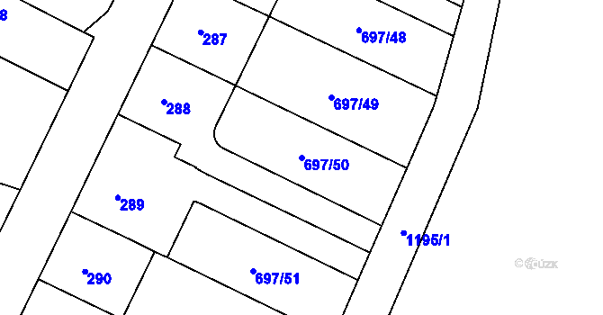 Parcela st. 697/50 v KÚ Debř, Katastrální mapa