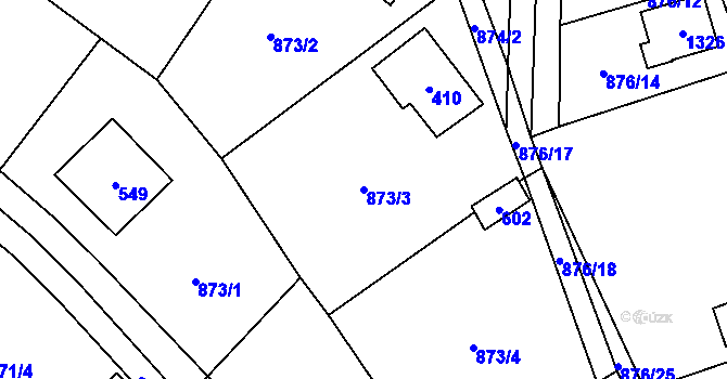 Parcela st. 873/3 v KÚ Debř, Katastrální mapa