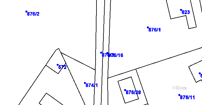 Parcela st. 876/3 v KÚ Debř, Katastrální mapa