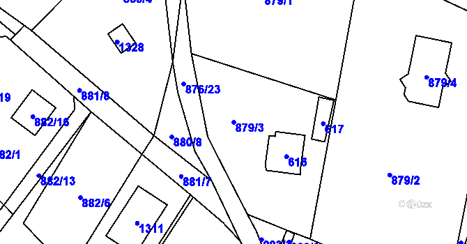 Parcela st. 879/3 v KÚ Debř, Katastrální mapa
