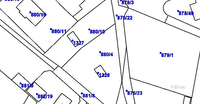 Parcela st. 880/4 v KÚ Debř, Katastrální mapa