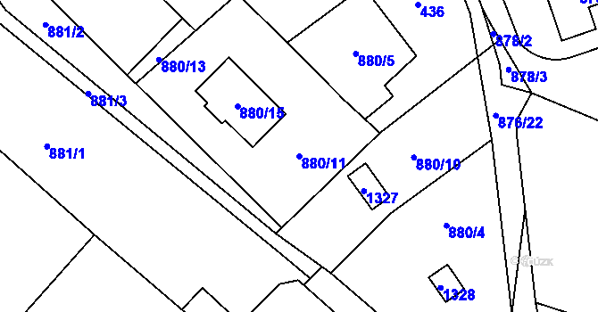 Parcela st. 880/11 v KÚ Debř, Katastrální mapa