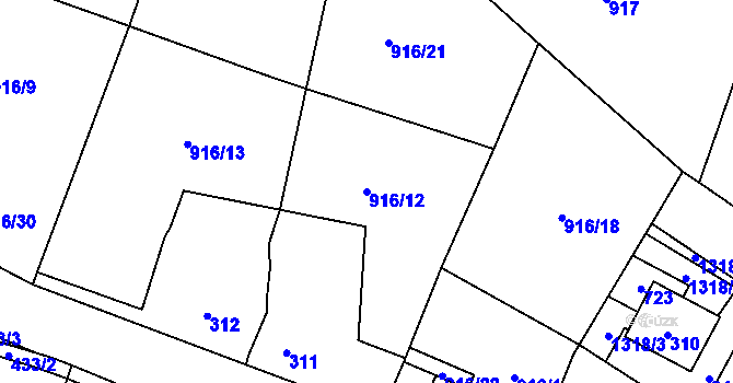 Parcela st. 916/12 v KÚ Debř, Katastrální mapa