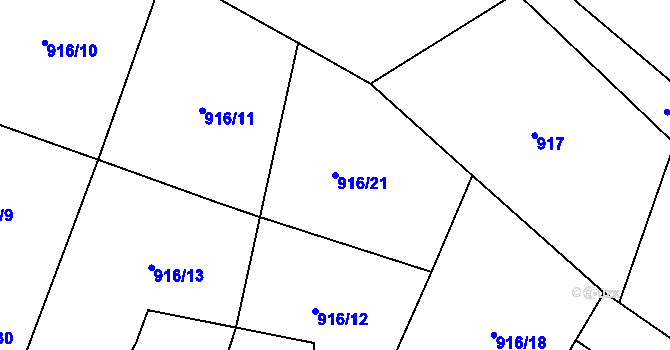 Parcela st. 916/21 v KÚ Debř, Katastrální mapa
