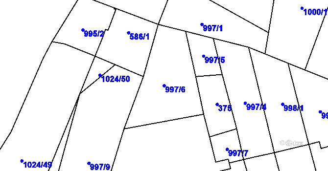 Parcela st. 997/6 v KÚ Debř, Katastrální mapa