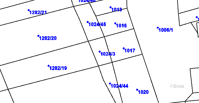 Parcela st. 1024/3 v KÚ Debř, Katastrální mapa