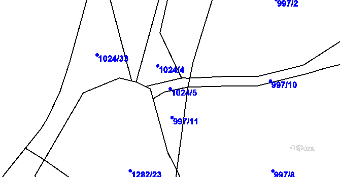 Parcela st. 1024/5 v KÚ Debř, Katastrální mapa