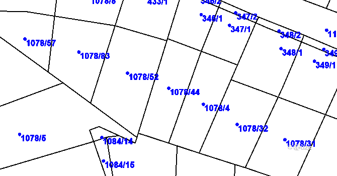 Parcela st. 1078/44 v KÚ Debř, Katastrální mapa