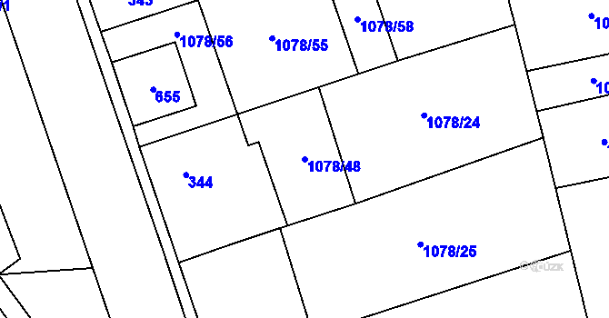 Parcela st. 1078/48 v KÚ Debř, Katastrální mapa