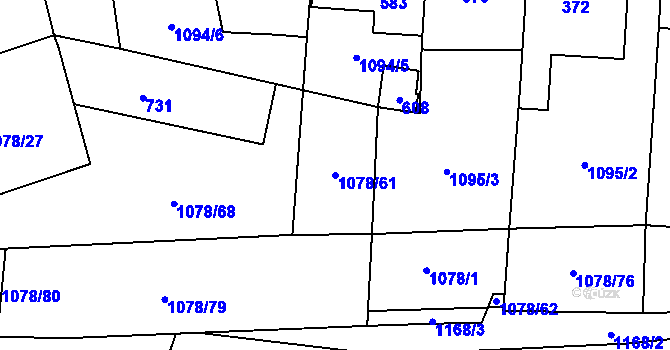 Parcela st. 1078/61 v KÚ Debř, Katastrální mapa