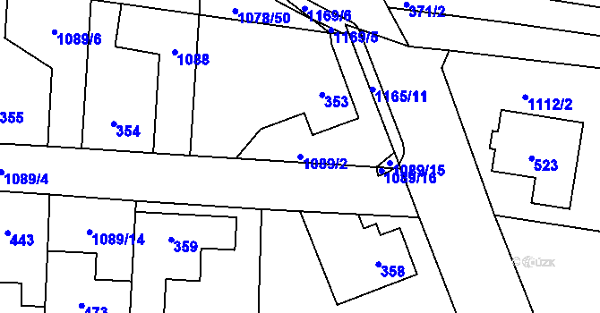 Parcela st. 1089/2 v KÚ Debř, Katastrální mapa