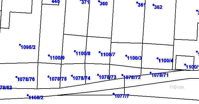 Parcela st. 1100/7 v KÚ Debř, Katastrální mapa