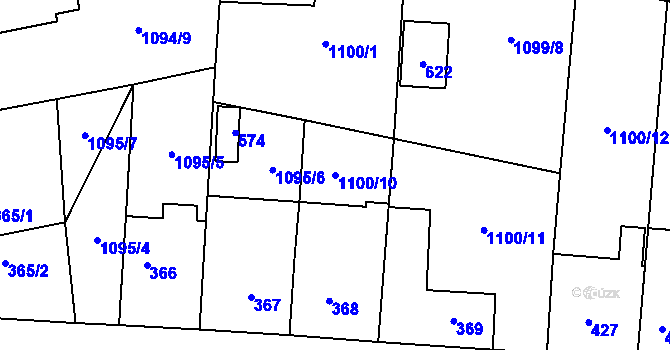 Parcela st. 1100/10 v KÚ Debř, Katastrální mapa