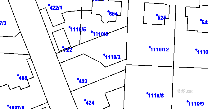 Parcela st. 1110/2 v KÚ Debř, Katastrální mapa