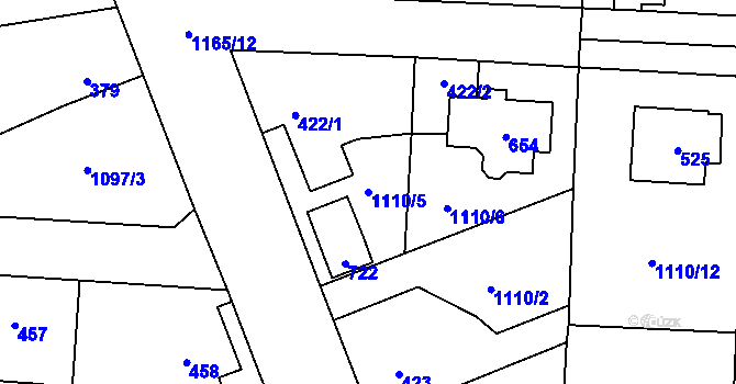 Parcela st. 1110/5 v KÚ Debř, Katastrální mapa