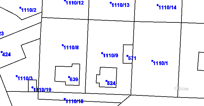 Parcela st. 1110/9 v KÚ Debř, Katastrální mapa