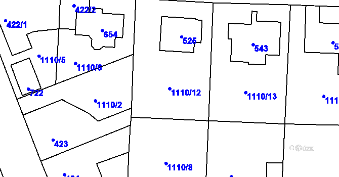 Parcela st. 1110/12 v KÚ Debř, Katastrální mapa
