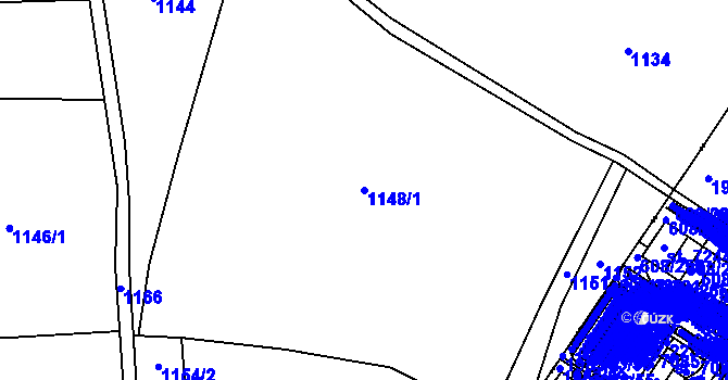 Parcela st. 1148/1 v KÚ Debř, Katastrální mapa