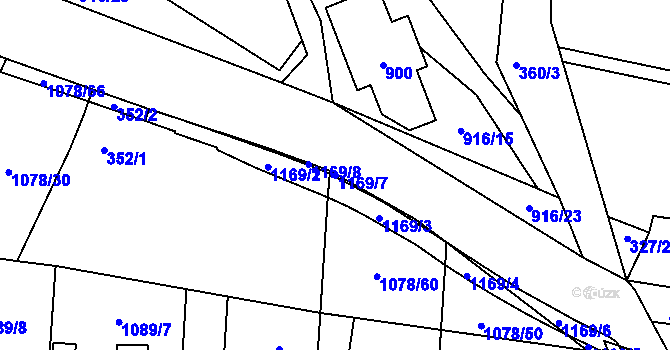 Parcela st. 1169/7 v KÚ Debř, Katastrální mapa