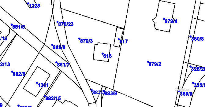 Parcela st. 616 v KÚ Debř, Katastrální mapa