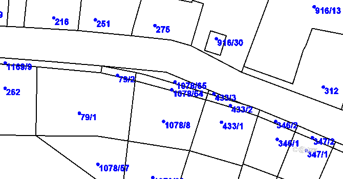 Parcela st. 1078/64 v KÚ Debř, Katastrální mapa