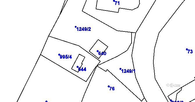 Parcela st. 640 v KÚ Debř, Katastrální mapa