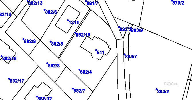 Parcela st. 641 v KÚ Debř, Katastrální mapa