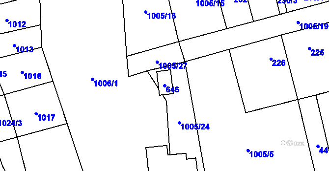 Parcela st. 646 v KÚ Debř, Katastrální mapa