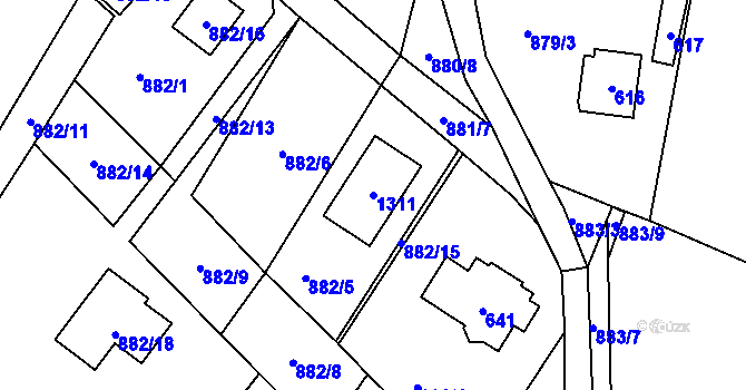Parcela st. 1311 v KÚ Debř, Katastrální mapa