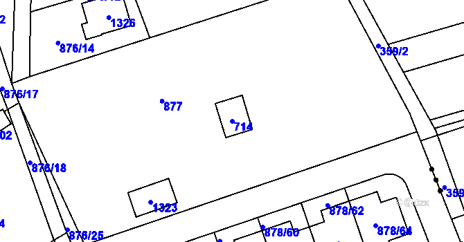 Parcela st. 714 v KÚ Debř, Katastrální mapa