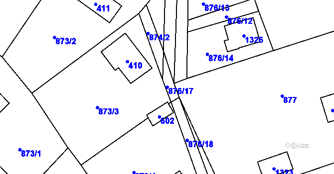 Parcela st. 876/17 v KÚ Debř, Katastrální mapa