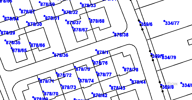 Parcela st. 878/1 v KÚ Debř, Katastrální mapa