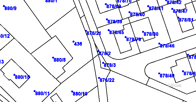 Parcela st. 878/2 v KÚ Debř, Katastrální mapa