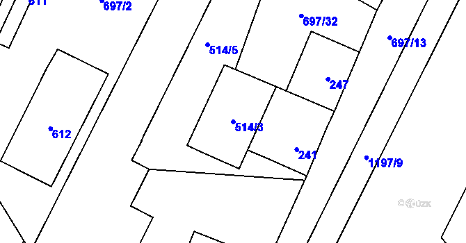 Parcela st. 514/3 v KÚ Debř, Katastrální mapa