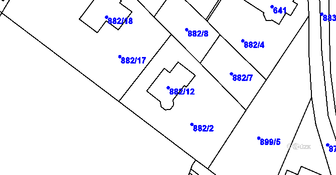 Parcela st. 882/12 v KÚ Debř, Katastrální mapa