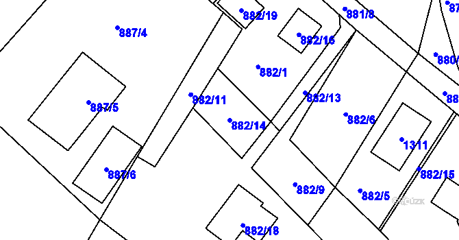 Parcela st. 882/14 v KÚ Debř, Katastrální mapa