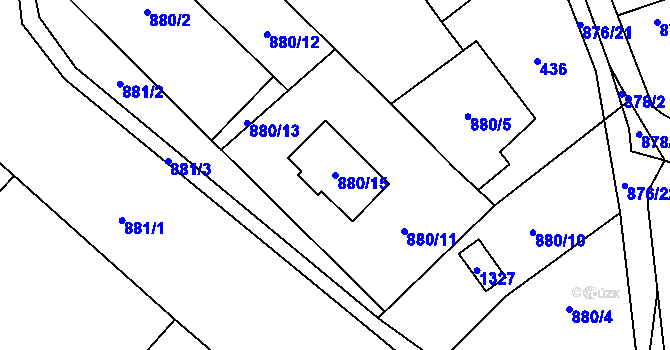 Parcela st. 880/15 v KÚ Debř, Katastrální mapa