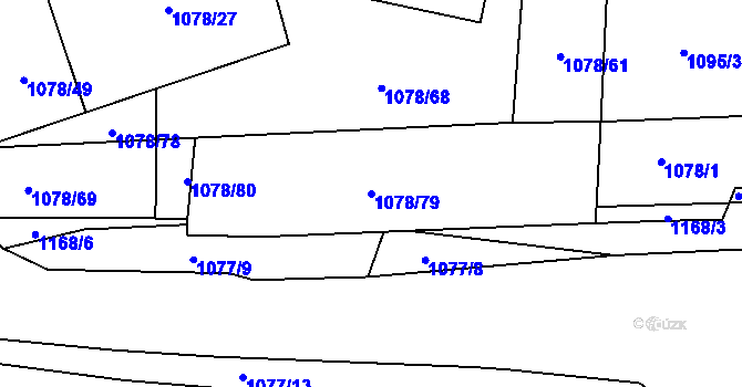 Parcela st. 1078/79 v KÚ Debř, Katastrální mapa