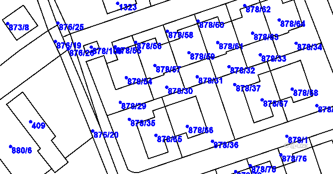 Parcela st. 878/30 v KÚ Debř, Katastrální mapa