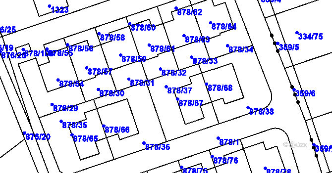 Parcela st. 878/37 v KÚ Debř, Katastrální mapa
