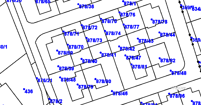 Parcela st. 878/41 v KÚ Debř, Katastrální mapa