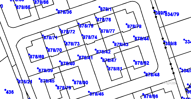 Parcela st. 878/42 v KÚ Debř, Katastrální mapa