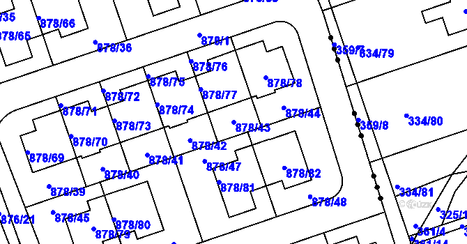 Parcela st. 878/43 v KÚ Debř, Katastrální mapa
