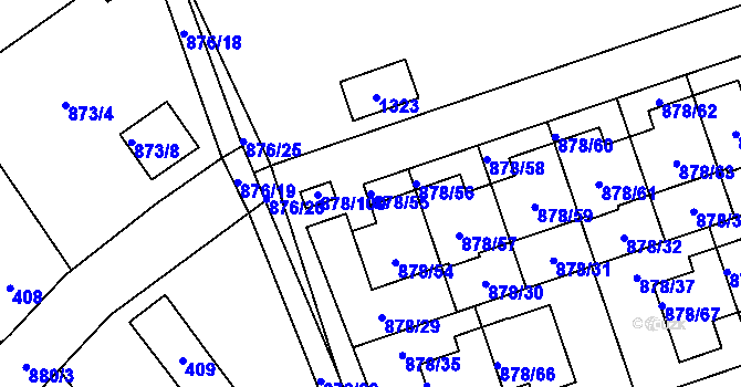 Parcela st. 878/55 v KÚ Debř, Katastrální mapa