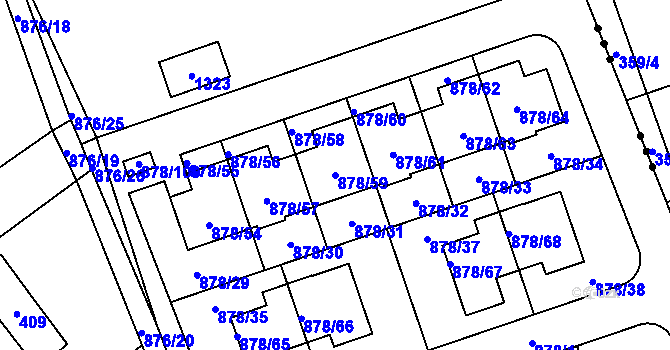 Parcela st. 878/59 v KÚ Debř, Katastrální mapa