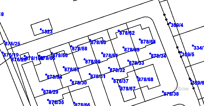 Parcela st. 878/61 v KÚ Debř, Katastrální mapa
