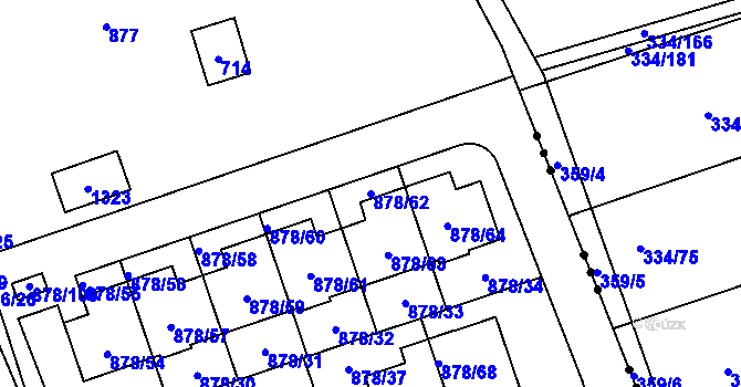 Parcela st. 878/62 v KÚ Debř, Katastrální mapa